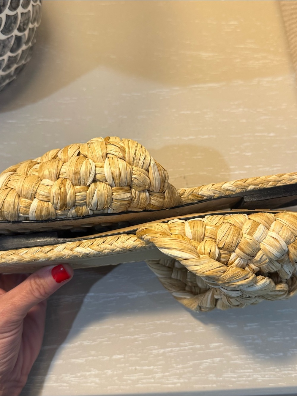 Bottega Veneta Natural Raffia Braided Sandals in Macadamia - Picture 8 of 9